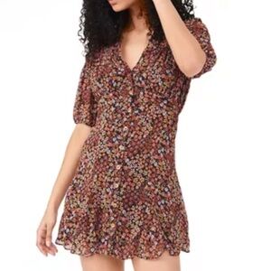Free People Red Floral Bonnie Mini Dress Size 8